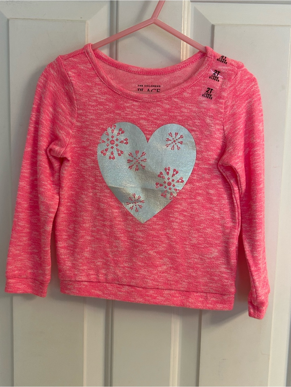 NWT- Girls The Children’s Place Pink Heart Graphic Long-Sleeve Top